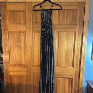 Black and White Striped Jumpsuit